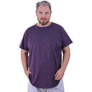 Camiseta Longline Plus Size MXD Conceito Manga Curta Mescla Roxo