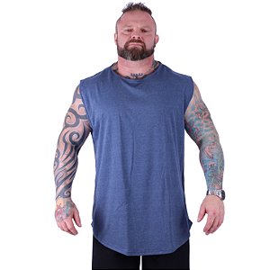 Regata Machão Longline Sem Manga Plus Size MXD Conceito 50% Algodão 50% Poliéster Mescla Marinho