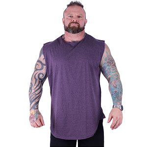 Regata Machão Longline Sem Manga Plus Size MXD Conceito 50% Algodão 50% Poliéster Mescla Roxo