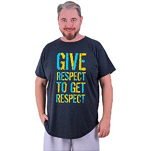 Camiseta Longline Estampada Plus Size MXD Conceito Manga Curta Give Respect To Get Respect