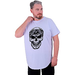 Camiseta Longline Estampada Plus Size MXD Conceito Manga Curta Caveira Bandana