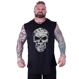 Regata Machão Longline Estampada Sem Manga Plus Size MXD Conceito Caveira Estilhaço