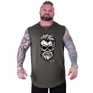 Regata Machão Longline Estampada Sem Manga Plus Size MXD Conceito Caveira Brava