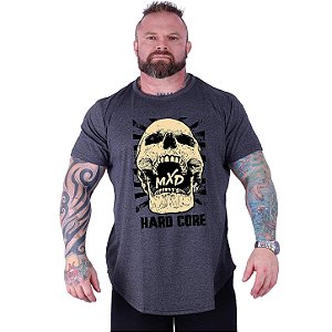 Camiseta Longline Estampada Plus Size MXD Conceito Manga Curta Caveira Hardcore