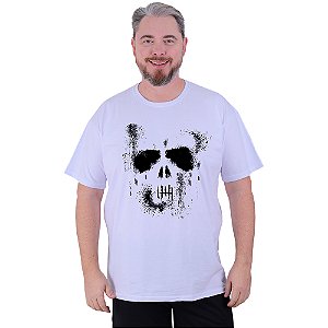 Camiseta Tradicional Estampada Plus Size Curta MXD Conceito Caveira Mancha