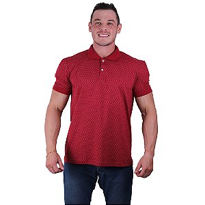 Camisa Gola Polo Masculina Rentex MXD Conceito Quadradinhos Bordo