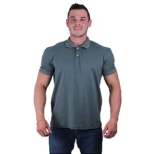 Camisa Gola Polo Masculina Rentex MXD Conceito Pontinhos Cinza Esverdiado