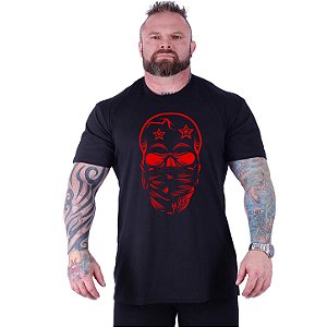 Camiseta Tradicional Estampada Plus Size Curta MXD Conceito Caveira Vermelha
