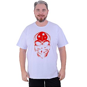 Camiseta Tradicional Estampada Plus Size Curta MXD Conceito Caveira Vermelha