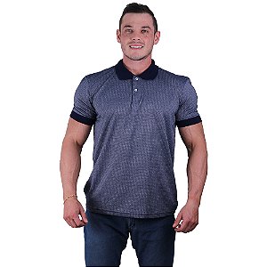 Camisa Gola Polo Masculina Rentex MXD Conceito Riscos Azul Marinho