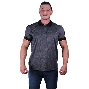 Camisa Gola Polo Masculina Rentex MXD Conceito Riscos Preto