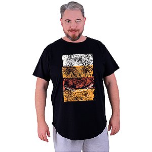 Camiseta Longline Estampada Plus Size MXD Conceito Manga Curta Beach MXD