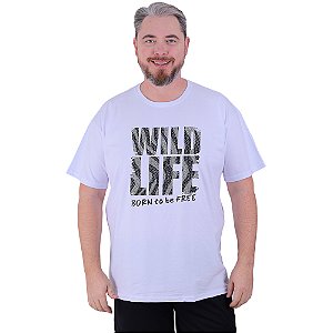 Camiseta Tradicional Estampada Plus Size Curta MXD Conceito Wild Life Born To Be Free