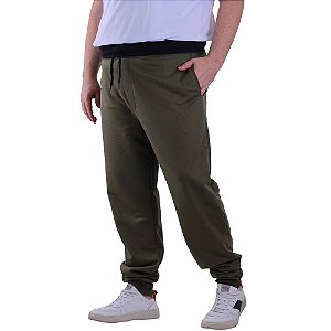 Calça Masculina Plus Size Moletom MXD Conceito Verde Musgo