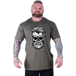 Camiseta Tradicional Estampada Plus Size Curta MXD Conceito Caveira Lenhadora