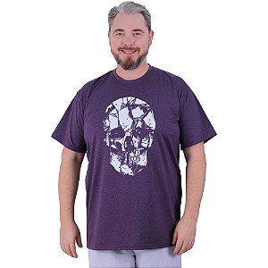 Camiseta Tradicional Estampada Plus Size Curta MXD Conceito Caveira Estilhaços