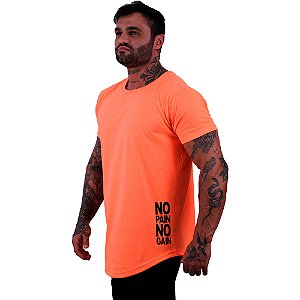 Camiseta Longline Masculina MXD Conceito Estampa Lateral No Pain No Gain