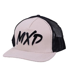 Boné Trucker Exclusivo MXD Conceito Masculino Estampado em Relevo Bege Claro Creme