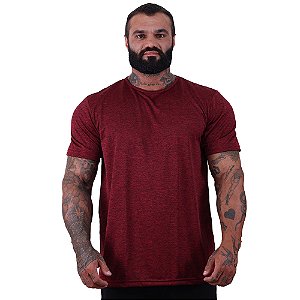 Camiseta Tradicional MXD Conceito Dry Fit 100% Poliéster Rajado Furadinho Vermelho Escuro