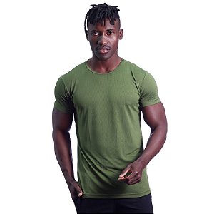Camiseta Dry Premium Tradicional MXD Conceito Fit em 100% Poliamida String Furadinho Verde Oliva