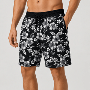 Bermuda Masculina Moletom MXD Conceito Flores Cinza