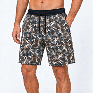 Bermuda Masculina Moletom MXD Conceito Folhas Verde e Marrom