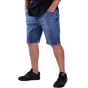 Bermuda Jeans Masculina Echoes Store 98% Algodão 2% Elastano Azul Escuro