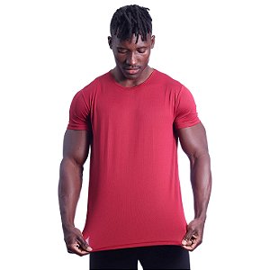 Camiseta Dry Premium Tradicional MXD Conceito Fit em 100% Poliamida StringFuradinho Vermelho Escuro Vinho