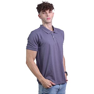 Camisa Polo Piquet Premium Penteado Masculina 50% Algodão 50% Poliéster MXD Conceito Chumbo Solido