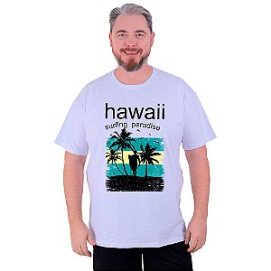 Camiseta Plus Size Tradicional Manga Curta MXD Conceito Hawaii Surfing Paradise