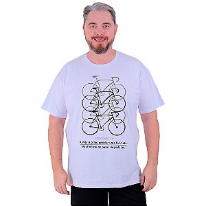 Camiseta Tradicional Estampada Plus Size Curta MXD Conceito MTB A Vida é Como Pedalar Uma Bicicleta