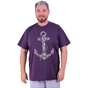 Camiseta Tradicional Estampada Plus Size Curta MXD Conceito Âncora Pirata