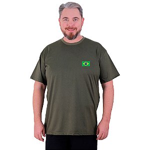 Camiseta Tradicional Estampada Plus Size Curta MXD Conceito Brasil Bandeira