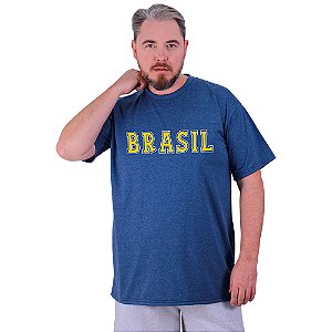 Camiseta Tradicional Estampada Plus Size Curta MXD Conceito Brasil Pátria Amada