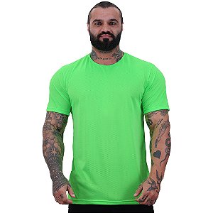 Camiseta Tradicional MXD Conceito Dry Fit 100% Poliéster Furadinho Verde Flúor