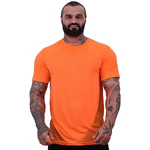 Camiseta Tradicional MXD Conceito Dry Fit 100% Poliéster Furadinho Laranja Flúor