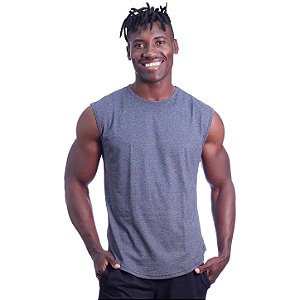 Regata Machão Longline Sem Manga MXD Conceito 50% Algodão 50% Poliéster Mescla Black