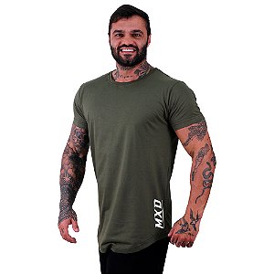 Camiseta Longline Masculina Estampa Lateral MXD Conceito Logo Simples