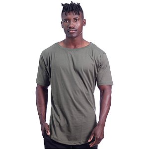Camiseta Morcegão Masculina MXD Conceito Lisa 100% Algodão Verde Militar