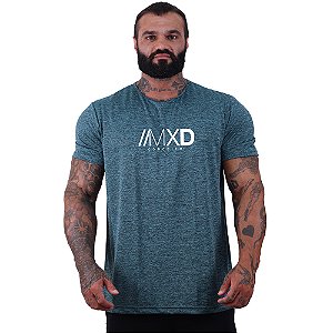 Camiseta Tradicional MXD Conceito Dry Fit 100% Poliéster Estampado Grife Rajado Furadinho Azul Turquesa