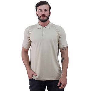 Camisa Gola Polo Masculina Malha Piquet 50% Algodão 50% Poliéster Penteado Rentex MXD Conceito Bege