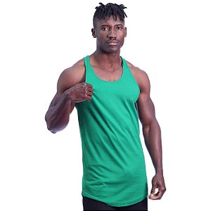 Regata Longline Cavada Lisa Masculina MXD Conceito 100% Algodão Verde Bandeira