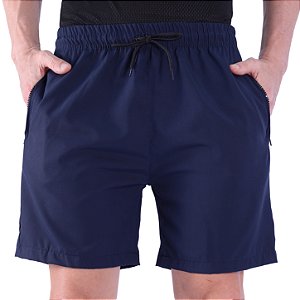 Bermuda em Tactel com Elastano Masculino MXD Conceito Bolso Com Ziper Azul Marinho