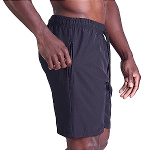 Bermuda em Tactel com Elastano Masculino MXD Conceito Bolso Com Ziper Preto