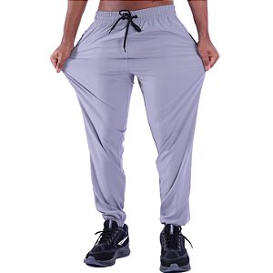 Calça De Tactel Com Elastano MXD Conceito Com Bolso Zíper Cinza Claro