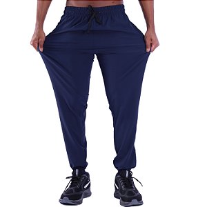 Calça De Tactel Com Elastano MXD Conceito Com Bolso Zíper Azul Marinho