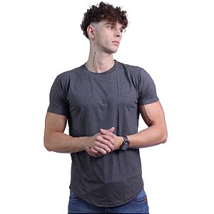 Camiseta Viscose Longline Masculina MXD Conceito LIS 96% Viscose 4% Elastano Grafite