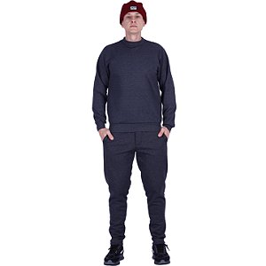 Conjunto De Moletom Basico Blusa Basic Sem Capuz e Calça Basic Com Bolso Masculina MXD Conceito Chumbo