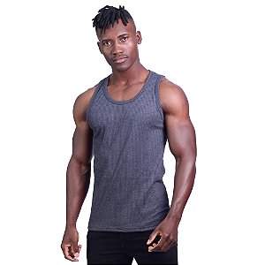 Regata Malha Canelada Masculina Modelo Americano MXD Conceito Cores Básicas Grafite