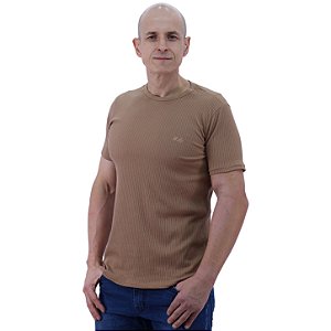 Camiseta Masculina Malha Canelada Tradicional MXD Conceito Bege